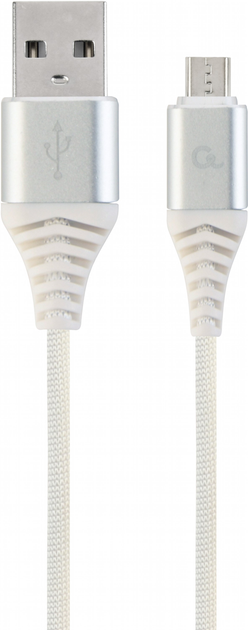 Кабель Cablexpert USB — MicroUSB 2 м Silver/White (CC-USB2B-AMmBM-2M-BW2) - зображення 1