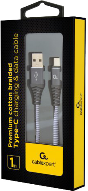 Кабель Cablexpert USB — USB Type-C 1 м Grey (CC-USB2B-AMCM-1M-WB2) - зображення 2