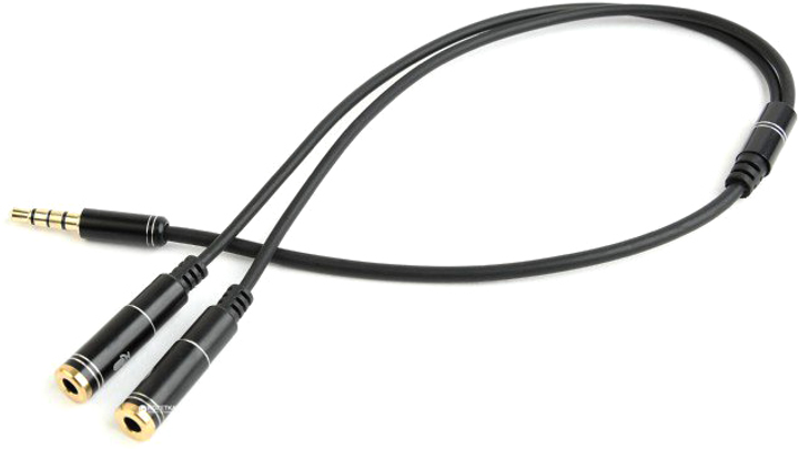 Stereofoniczny przewód audio Cablexpert CCA-417M 3,5 mm M - 2x3,5 mm F 0,2 m Czarny - obraz 1
