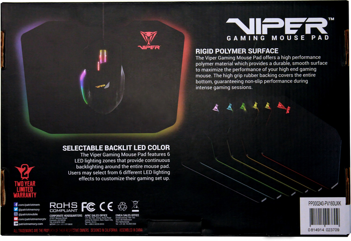 Podkładka pod mysz PATRIOT Viper LED (PV160UXK) - obraz 10