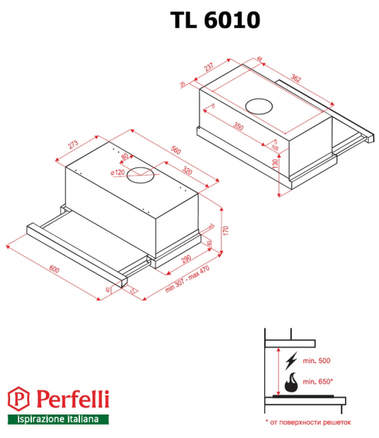 Okap kuchenny Perfelli TL 6010 I - obraz 5