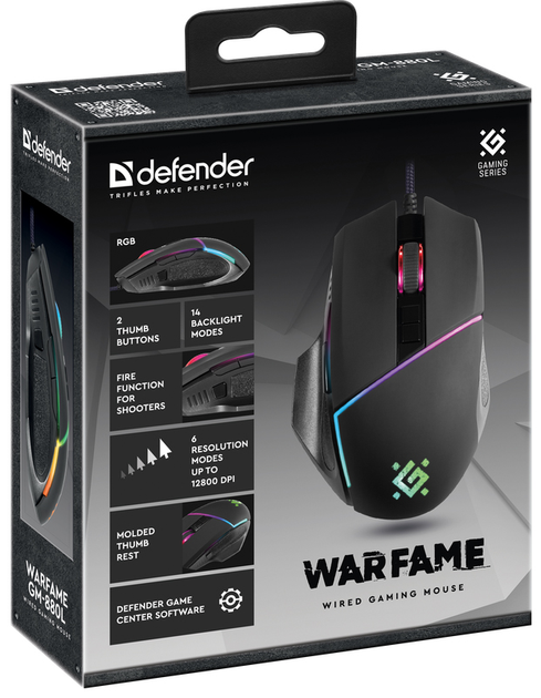 Миша Defender Warfame GM-880L USB Black (4714033528801) - зображення 4