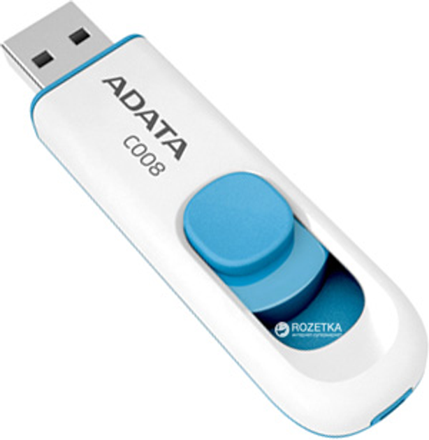 ADATA C008 32GB USB 2.0 White / Blue (AC008-32G-RWE) - obraz 1