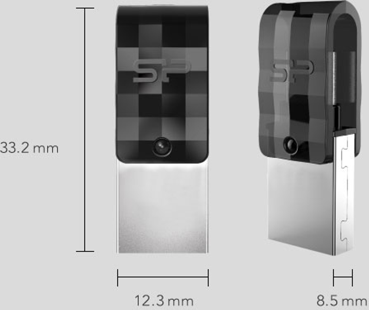 Pendrive Silicon Power Swivel C31 16GB USB 3.1 + Type-C Black/Silver (SP016GBUC3C31V1K) - obraz 6