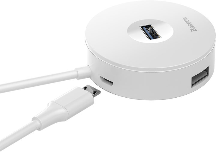 Baseus Round Box Hub USB CAHUB-F02 USB3.0 na USB 3.0 x 1 + USB 2.0 x 3 biały (16718) - obraz 2