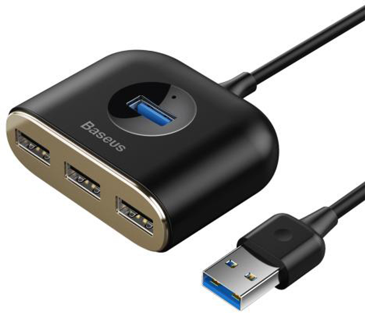 Hub USB Baseus Square Round 4 w 1 USB3.0 - USB 3.0 / 3 x USB 2.0 Czarny (CAHUB-AY01) - obraz 4