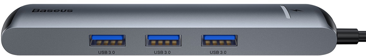 Hub USB Baseus Mechanical Eye Six-in-one Type-C (PD 87W) CAHUB-J0G na USB 3.0 x 3 + HDMI + RJ45 Ethernet + Type-C PD szary (16634) - obraz 5