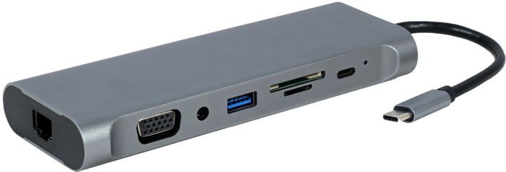 Док станція USB-C 8-в-1 Cablexpert A-CM-COMBO8-01 - зображення 1