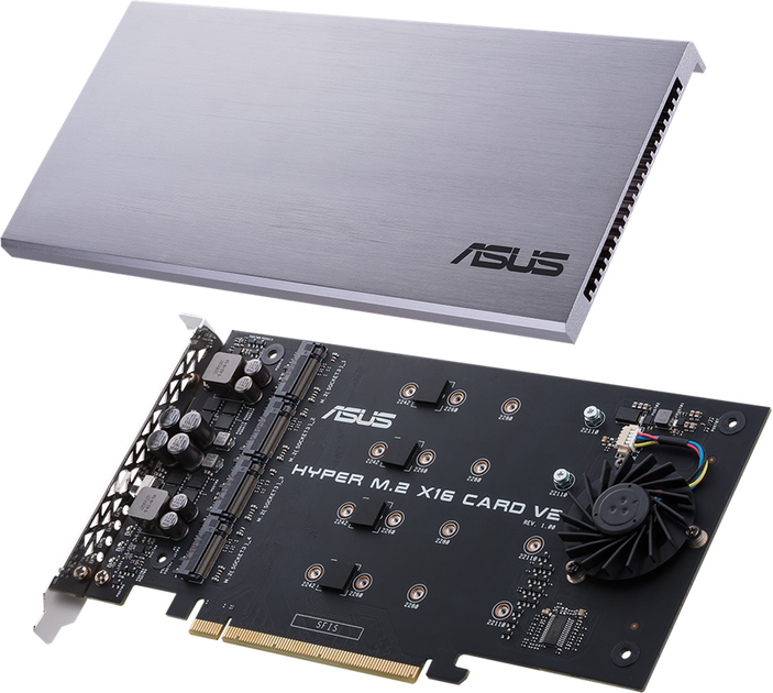 Плата-адаптер Asus PCIe Hyper M.2 X16 PCIe 3.0 X4 Expansion Card V2 - 128 Gbps (90MC06P0-M0EAY0) - зображення 1