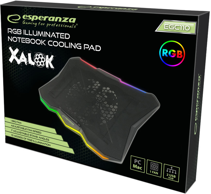 Podkładka chłodząca do laptopa Esperanza EGC110 Xalok czarna/RGB - obraz 7