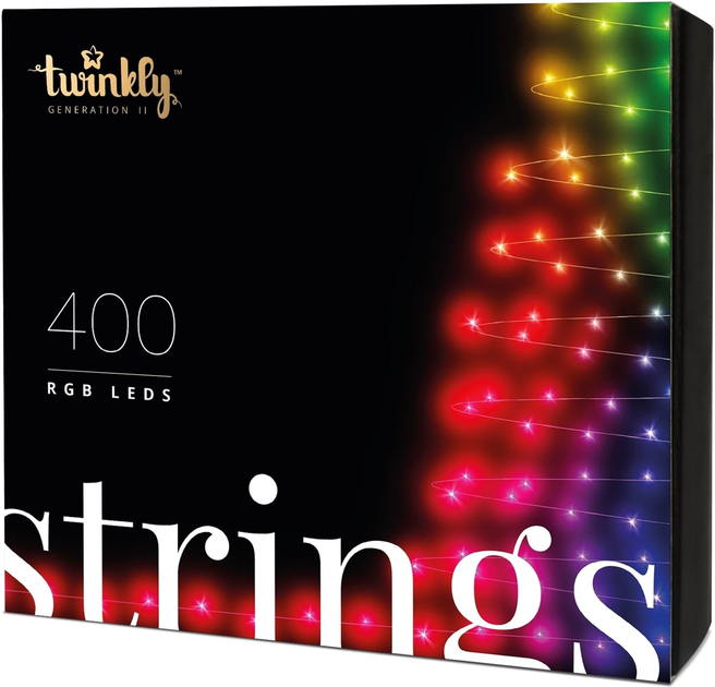 Girlanda LED Smart LED Twinkly Strings RGB 400, BT+WiFi, Gen II, kabel IP44 czarny (TWS400STP-BEU) - obraz 1