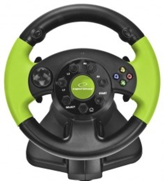 Дротове кермо Esperanza USB PC/PS3/Xbox 360 Black/Green (EG104) - зображення 1