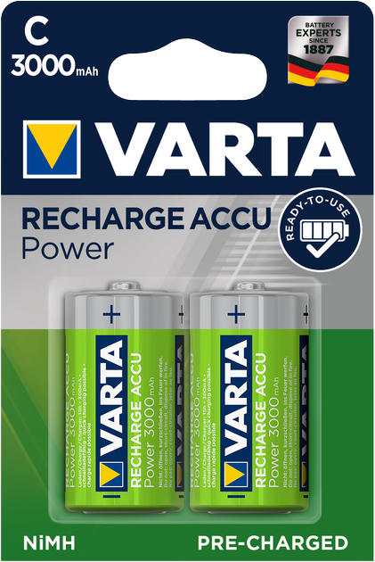 Akumulator Varta Recharge Accu Power C 3000 mAh BLI 2 Ni-MH (56714101402) (4008496550739) - obraz 1
