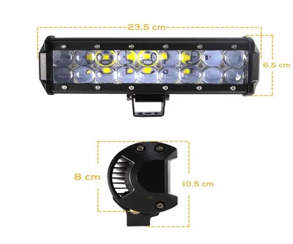 Автофара LED-прожектор потужністю 54 Вт на дах (18 LED) 5D-54W-MIX чорний (5D-54W-MIX_447) - зображення 3