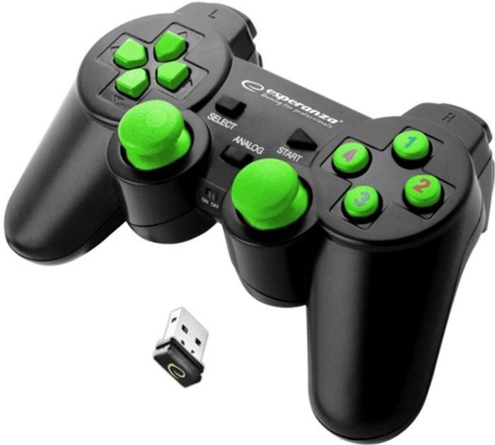 Pad do gier bezprzewodowy ESPERANZA Gladiator PC/PS3 czarno-zielony (EGG108G) - obraz 1