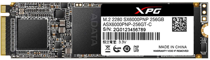 ADATA XPG SX6000 Pro 256GB M.2 2280 PCIe Gen3x4 3D NAND TLC (ASX6000PNP-256GT-C) - зображення 1