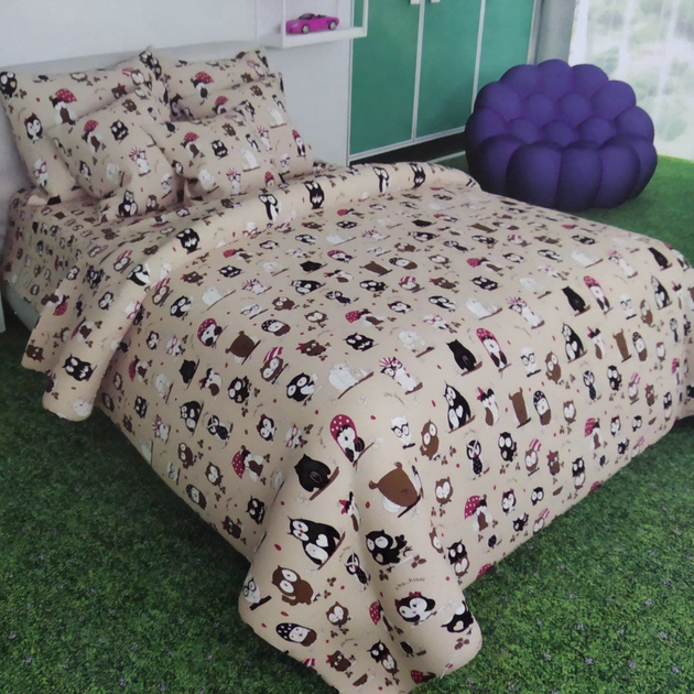 Полуторное постельное белье для детей Vital-Textile Бязь Совы 150х220 ...