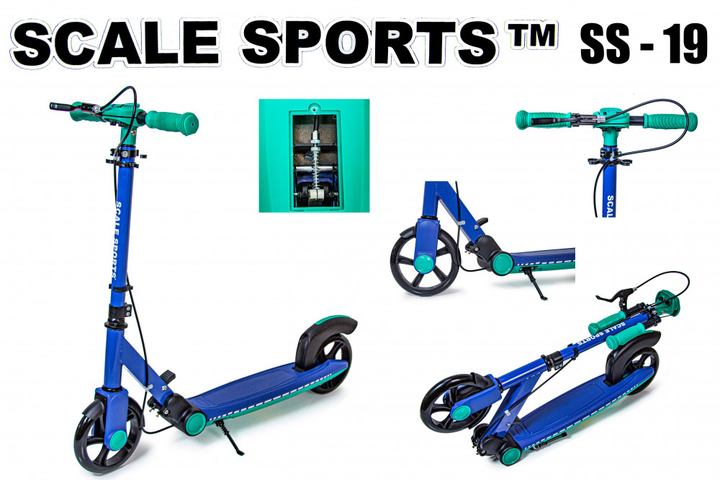 Самокат двухколесный Scale Sports SS-19 Синий Ручной тормоз 