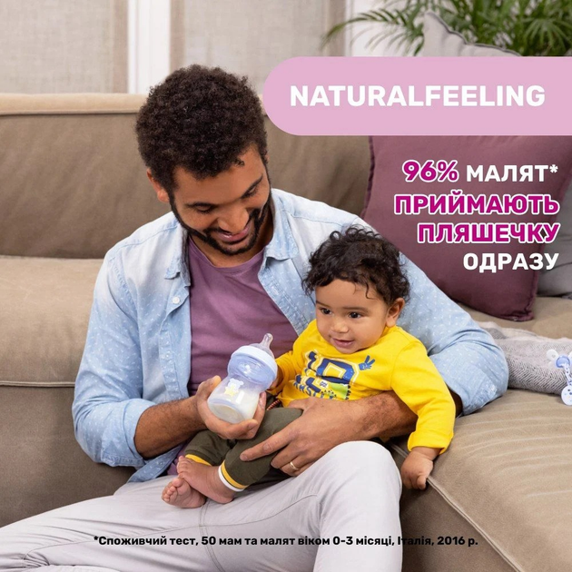 Пляшка для годування пластикова Chicco Natural Feeling Color 150 мл 0 м + Рожева (81311.10) - зображення 5