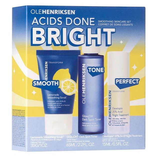 Набор косметики для осветления кожи Ole Henriksen Acids Done Bright 30 г + 65 мл + 15 мл - Фото 2 Набор косметики для осветления кожи Ole Henriksen Acids Done Bright 30 г + 65 мл + 15 мл - изображение 2