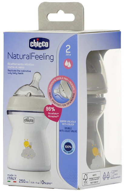 Пляшечка для годування пластикова Chicco Natural Feeling із силіконовою соскою від 2 місяців 250 мл (81323.30) - зображення 8