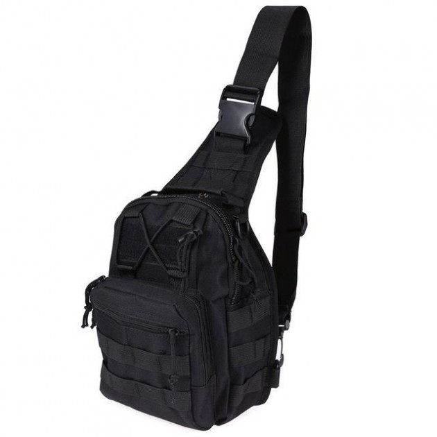 Тактическая сумка-рюкзак через плечо 6 л Черная - изображение 1