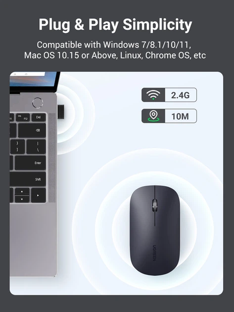 Mysz Ugreen MU001 Portable Wireless Gray (6957303893737) - obraz 8