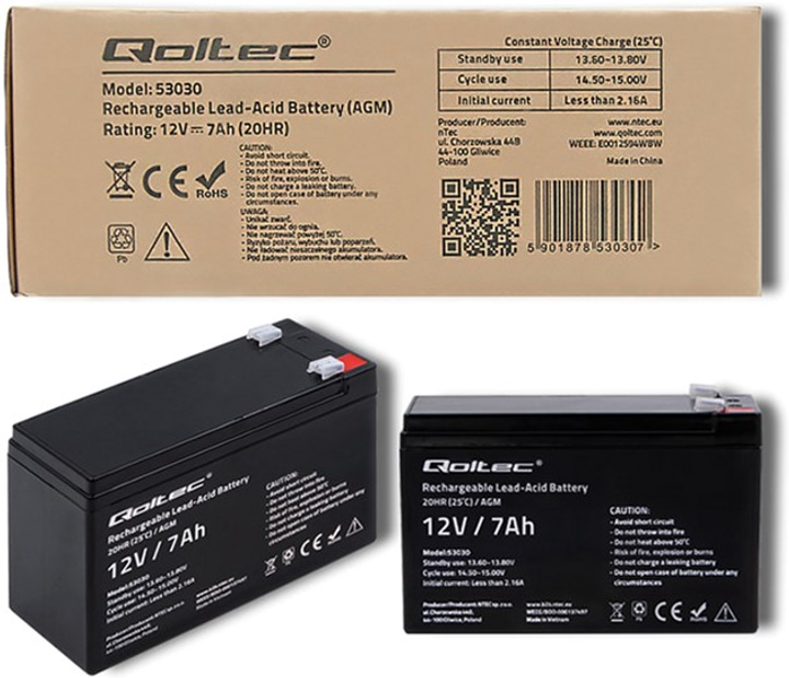 Akumulator Qoltec AGM 12V-7Ah max. 105A (53030) - obraz 5