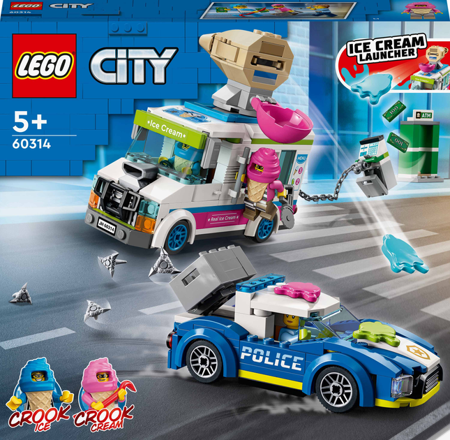 Zestaw klocków LEGO City Policyjny pościg za furgonetką z lodami 317 elementow (60314) - obraz 1