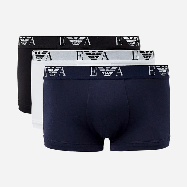 Majtki-szorty Emporio Armani CC715-111357 XL 3 szt White/Black/Dark blue (8055185926999) - obraz 1