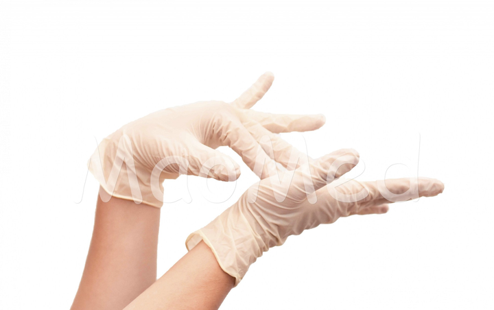 Латексные перчатки Medicom SafeTouch Strong (5,5 г) текстурированные без пудры размер XS 100 шт. Белые - изображение 2