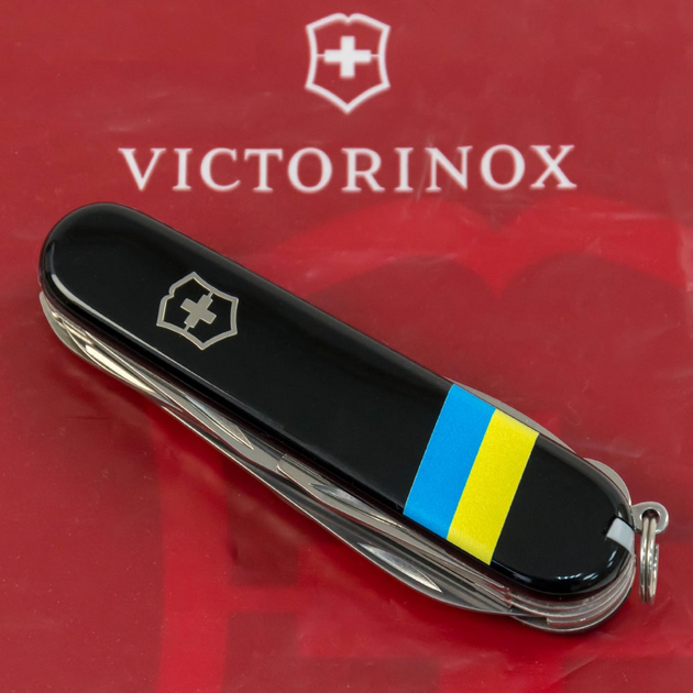 Нож складной 91 мм, 15 функций Victorinox HUNTSMAN UKRAINE Черный/Флаг Украины - изображение 2