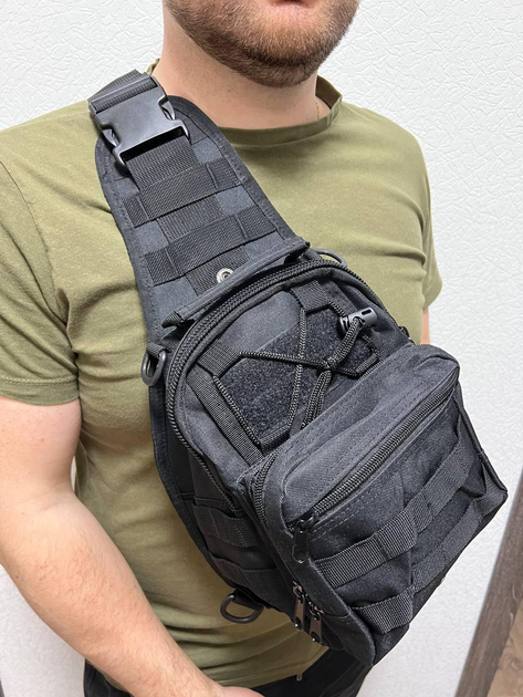 Сумка через плече тактическая нагрудная, сумка слинг черный - изображение 1