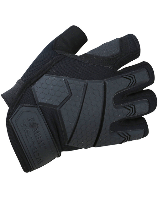 Тактические военные перчатки KOMBAT UK защитные перчатки без пальцев S черный (SK-kb-aftg-blk-s) - изображение 1