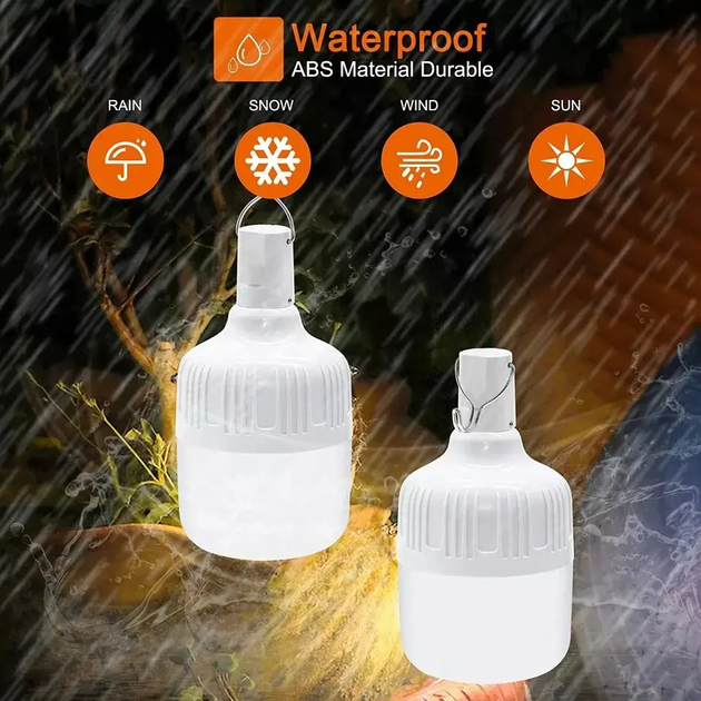 Лампа-ліхтар для кемпінгу акумуляторна LED Lamp 1200mAh автономна світлодіодна з трьома режимами роботи та гаком XO YH04 White - зображення 9