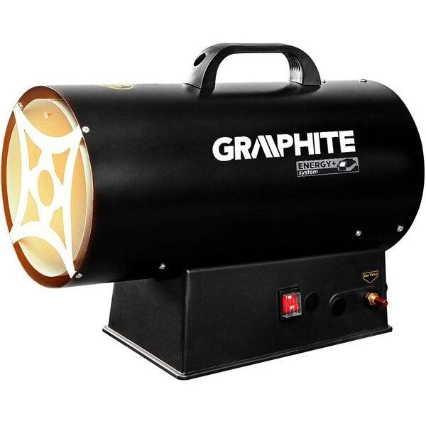 Теплова гармата газова GRAPHITE, акумуляторна 18В, 30кВт, 500м3/год, 0.7 бар, витрата 2.18кг/год, редуктор тиску, шланг 1.5м, п'єзозапалювання, IP24 - Фото 9 Теплова гармата газова GRAPHITE, акумуляторна 18В, 30кВт, 500м3/год, 0.7 бар, витрата 2.18кг/год, редуктор тиску, шланг 1.5м, п'єзозапалювання, IP24 - изображение 9