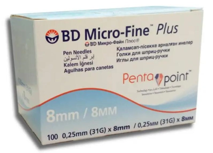 Голки 8 мм для шприц-ручок інсулінових - BD Micro-Fine Plus 31G, 100 шт - зображення 1