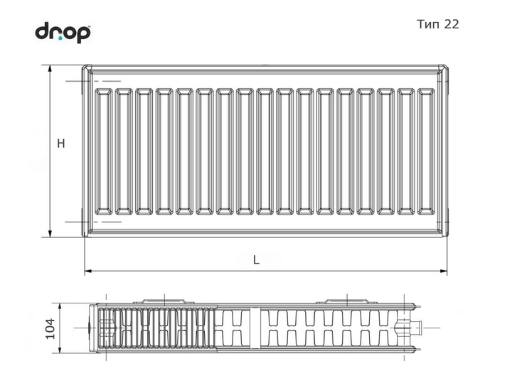 Стальная панельная батарея отопления HI-THERM 22 тип 500x500 мм боковое ...