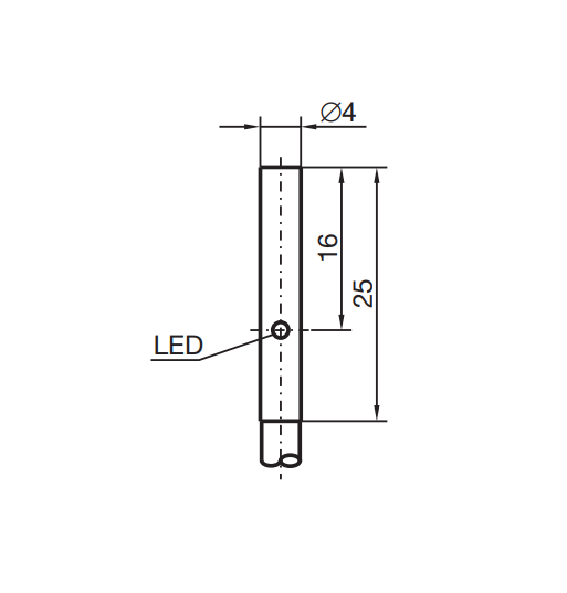 Індуктивний датчик Ø 4mm (Diameter), Sn = 0.8mm, PNP/NO, кабель 2m, NBB0,8-4M25-E2 Pepperl+Fuchs - зображення 2