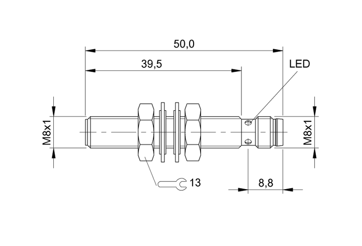 Индуктивный датчик M8, Sn= 1.5mm, PNP/NO, 10...30VDC, разъем M8 3-pin, BES M08EG-PSC15B-S49G / BES01P7 Balluff - изображение 2