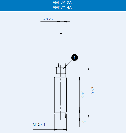 Индуктивный датчик M12, неэкранированный, NO/PNP, кабель 2 м, AM1/AP-2A M.D. Micro Detectors S.p.A. - Фото 2 Индуктивный датчик M12, неэкранированный, NO/PNP, кабель 2 м, AM1/AP-2A M.D. Micro Detectors S.p.A. - изображение 2