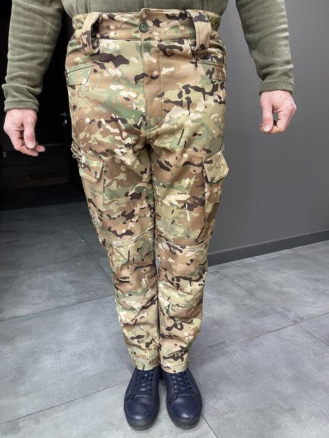 Штани зимові тактичні софтшел флісові Single Sword, розмір M, Мультикам, утеплені штани для військових - зображення 1