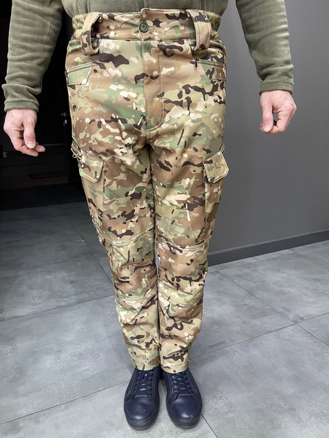 Штани зимові тактичні софтшел флісові Single Sword, розмір M, Мультикам, утеплені штани для військових - зображення 2