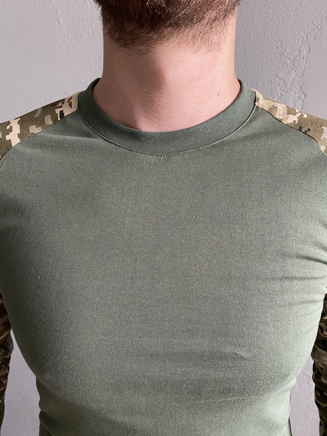 Военная футболка с длинным рукавом (военный лонгслив) Cedra Military XL Олива+Пиксель - изображение 2