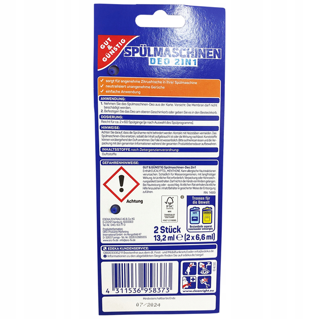 Освежитель для посудомоечной машины G&G Edeka Lemon Spülmaschinendeo ...
