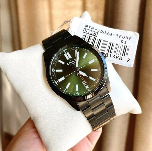 Мужские часы CASIO MTP-VD02B-3EUDF Черный\Олива - изображение 4