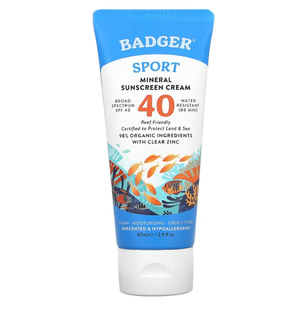 Минеральный крем для загара SPF 40 "Mineral Sunscreen Cream" Badger Company, без запаха, 87 мл - Фото 1 Минеральный крем для загара SPF 40 "Mineral Sunscreen Cream" Badger Company, без запаха, 87 мл - изображение 1