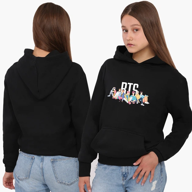 Детский худи БТС (BTS) Черный (9298-1061) 140 см - Фото 2 Детский худи БТС (BTS) Черный (9298-1061) 140 см - изображение 2