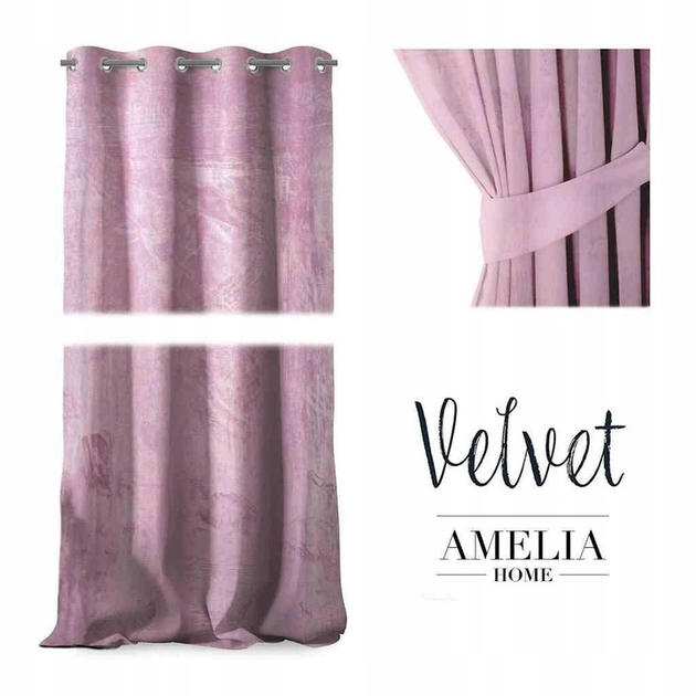 Штора блек-аут на люверсах AmeliaHome Velvet 140 х 270 см (13050716515) пудровий рожевий - Фото 5 Штора блек-аут на люверсах AmeliaHome Velvet 140 х 270 см (13050716515) пудровий рожевий - изображение 5