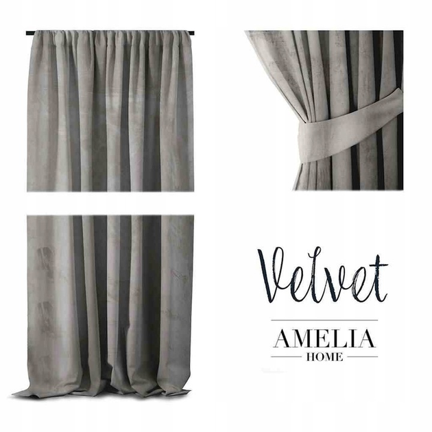 Штора блек-аут AmeliaHome Velvet 140 х 270 см (13050719112) срібло - изображение 5